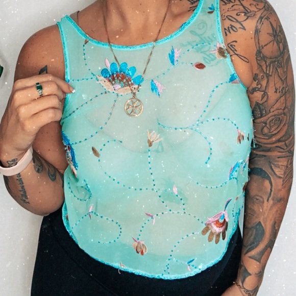Beaded & embroidered Sheer Tank - Picture 3 of 3